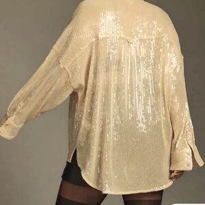 PILCRO for ANTHROPLOGIE Oversized Sequin Shirt - M - NWT